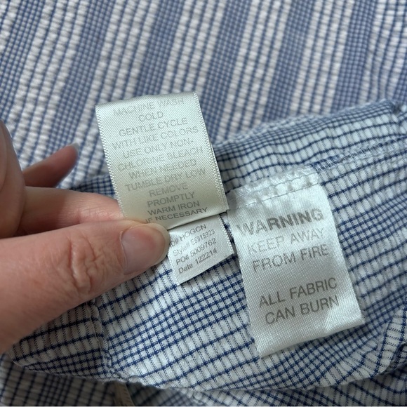 Eileen West Blue Off White Plaid Stripe Robe 3/4 Sleeves Size Small Medium - Picture 5 of 15